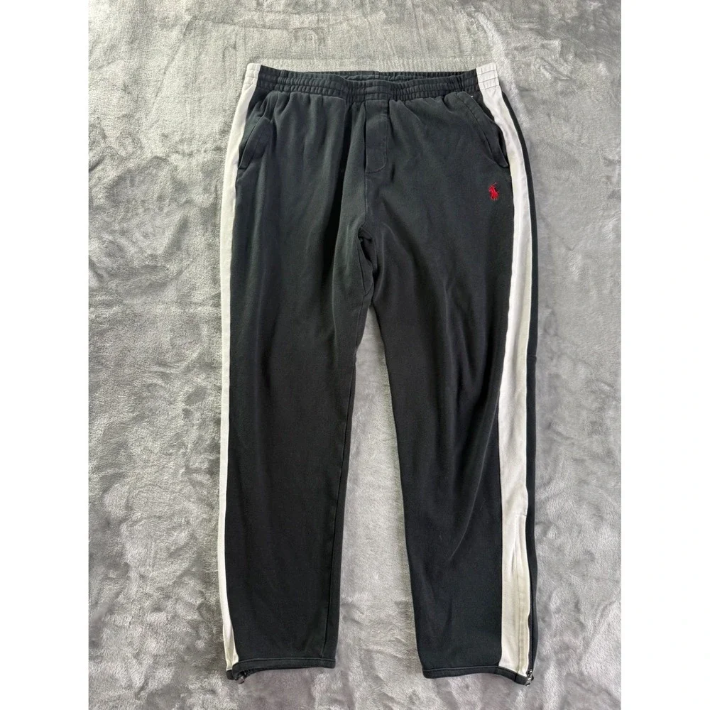 Polo Ralph Lauren Track Pants Men's L Black Zippered Leg Openings